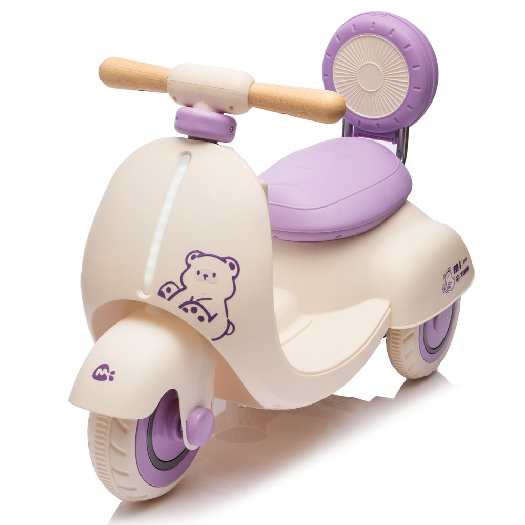 12V Kids Ride on Electric Motorcycle,Toddler Scooter W Parents Control,Three-Wheel Stable Design,Special Wooden Handle,Smoother Output and Slow Start&Stop,More Suitable for 1-3 Years Babys First Toy.