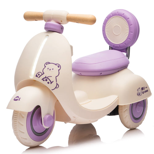 12V Kids Ride-On Electric Motorcycle purple 3-wheel toddler scooter full view