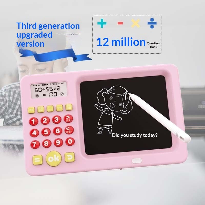 2-in-1 math learning calculator and LCD drawing board STEM toy for kids