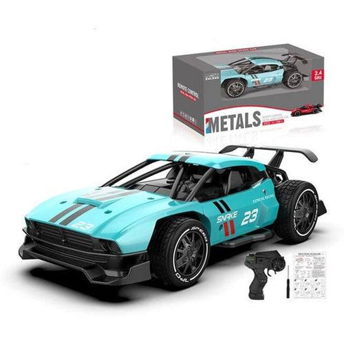 Teal Snake #23 RC drift car with handle remote control and retail Metals box