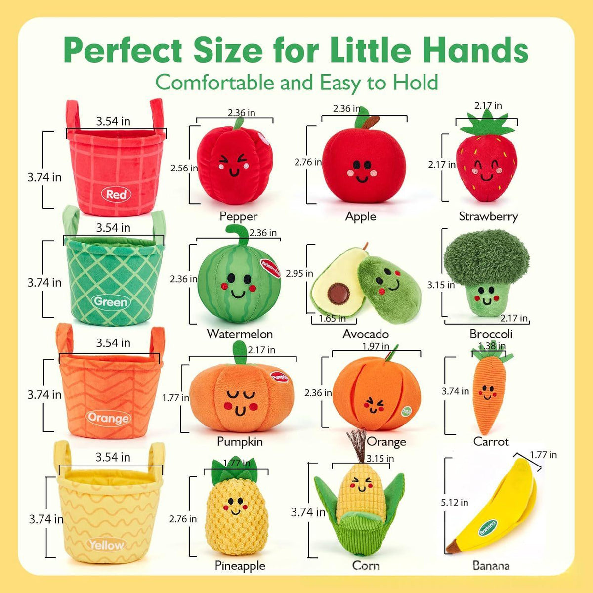 Montessori Sensory Fruit and Vegetable Toy Set full view