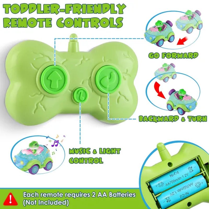 Toddler-friendly 3-button remote control for dinosaur RC car