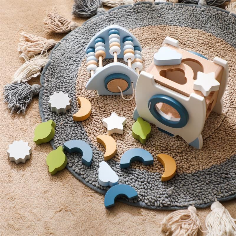 Montessori Wooden Rocket Busy Box – educational gift for toddlers