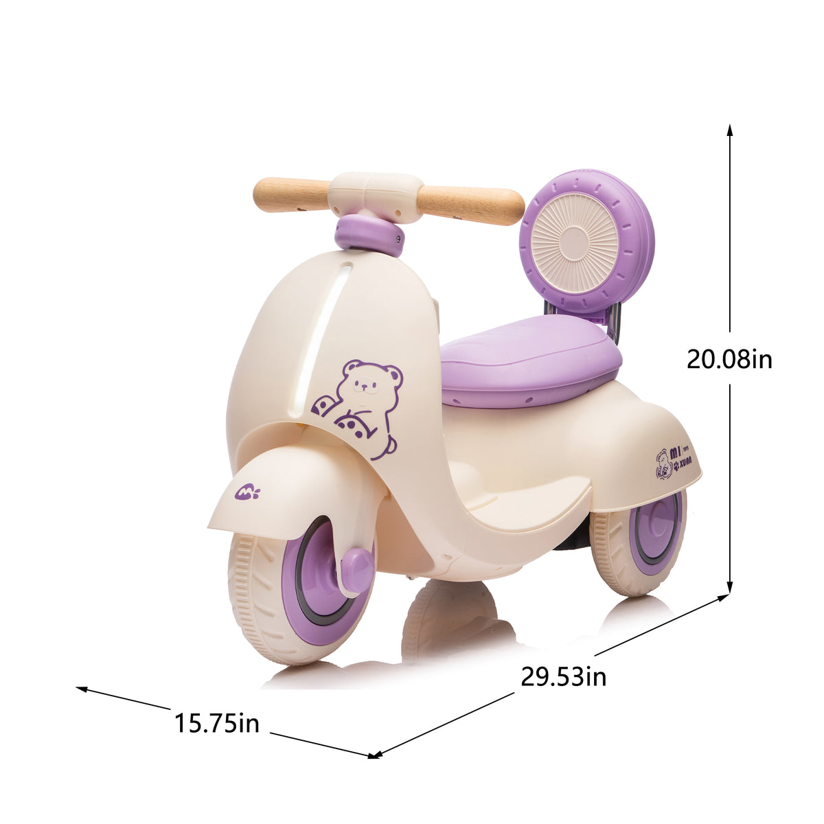 12V Kids Ride on Electric Motorcycle,Toddler Scooter W Parents Control,Three-Wheel Stable Design,Special Wooden Handle,Smoother Output and Slow Start&Stop,More Suitable for 1-3 Years Babys First Toy.