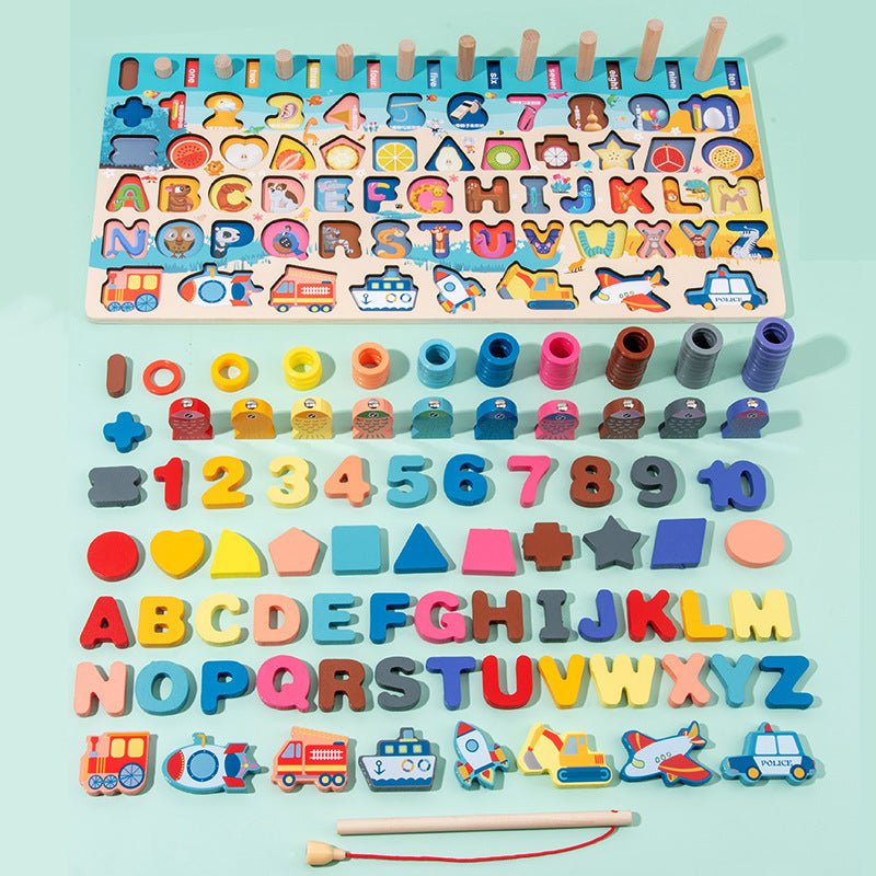 7-in-1 Wooden Montessori Learning Board – Math & Shapes