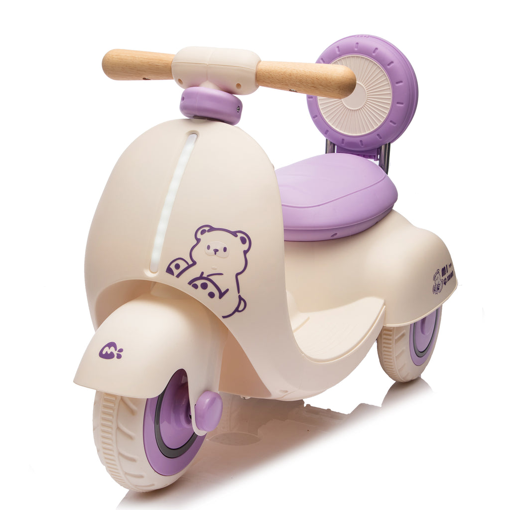 12V Kids Ride on Electric Motorcycle,Toddler Scooter W Parents Control,Three-Wheel Stable Design,Special Wooden Handle,Smoother Output and Slow Start&Stop,More Suitable for 1-3 Years Babys First Toy.