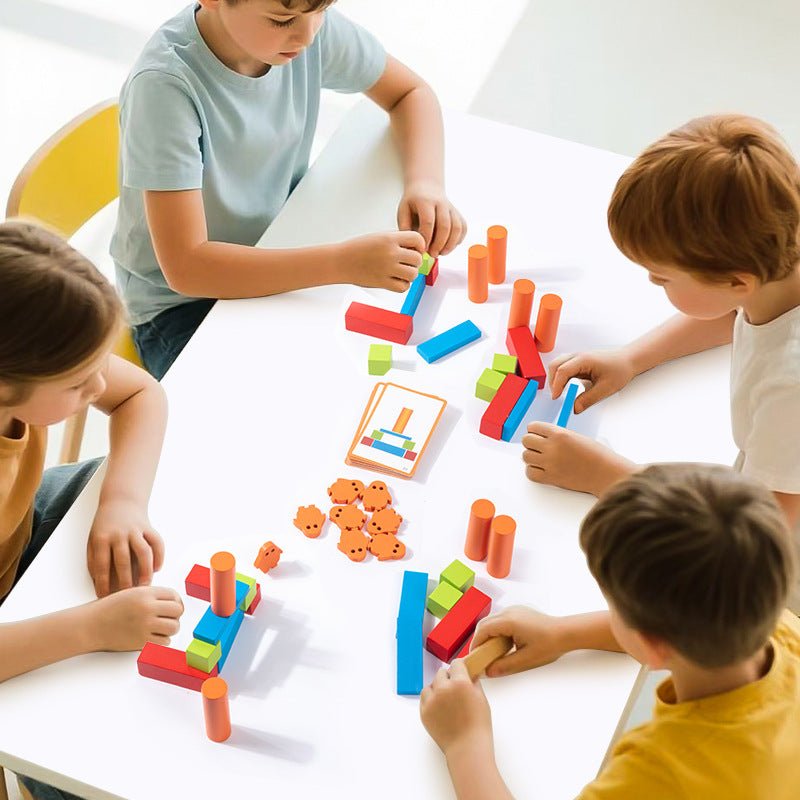 Penguin wooden building block set STEM toy for kids ages 4 plus