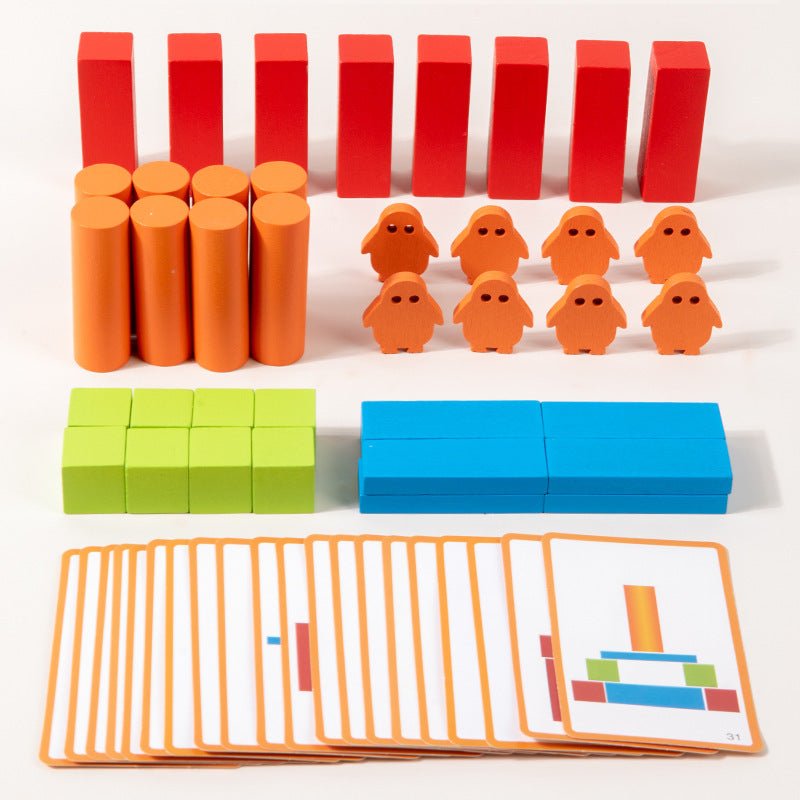 Penguin wooden building block set STEM toy for kids ages 4 plus