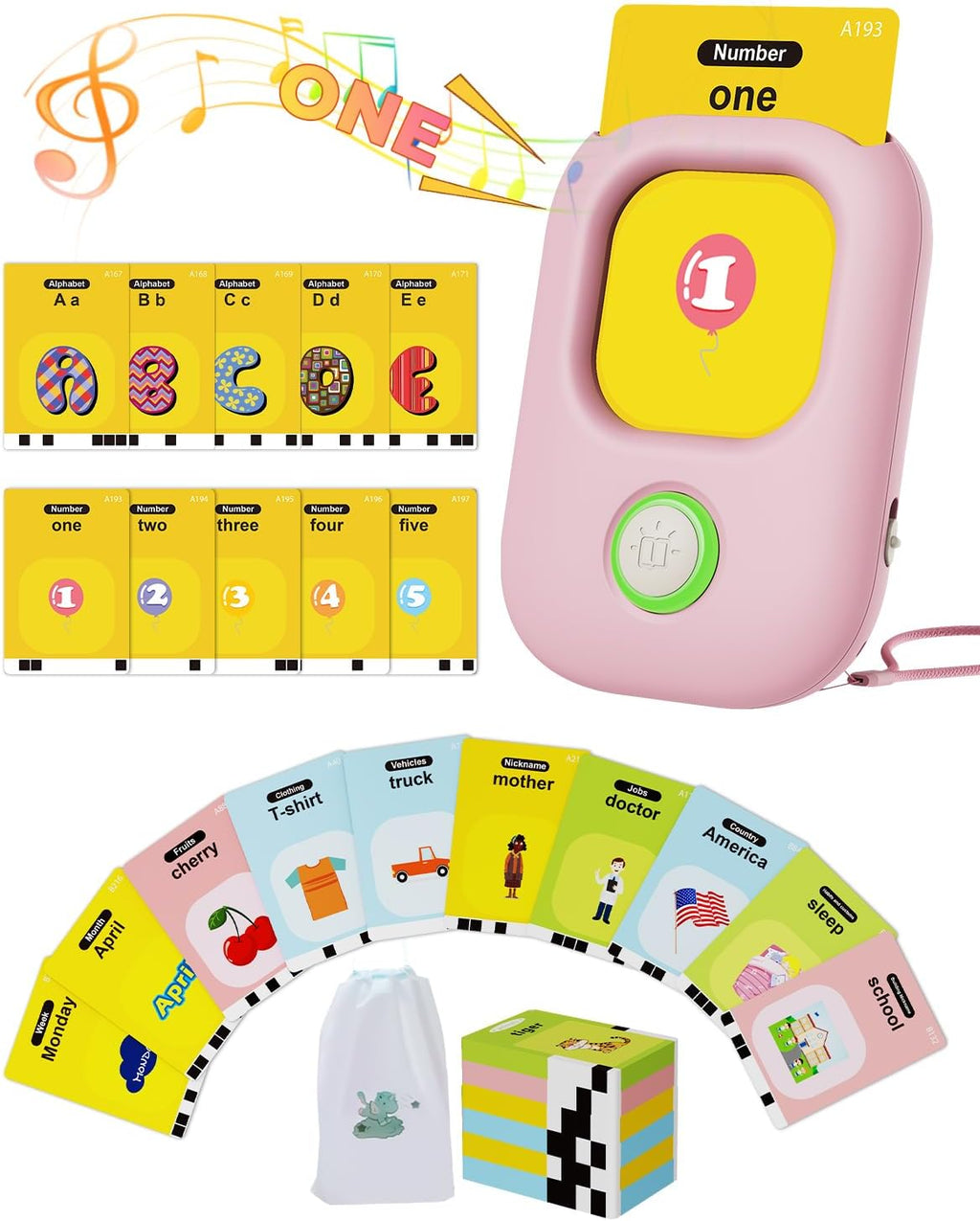 Talking Flash Cards for toddlers full set view with card reader