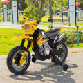 Yellow kids electric motorcycle ride-on toy with training wheels