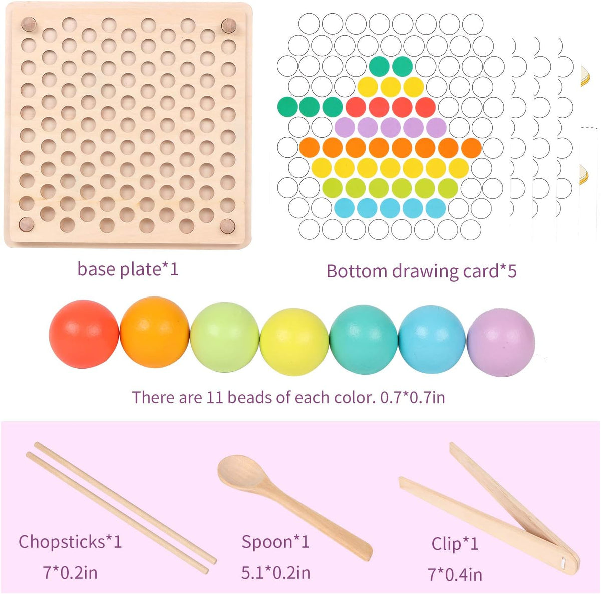 Montessori Peg Board shape matching side with colorful wooden pieces