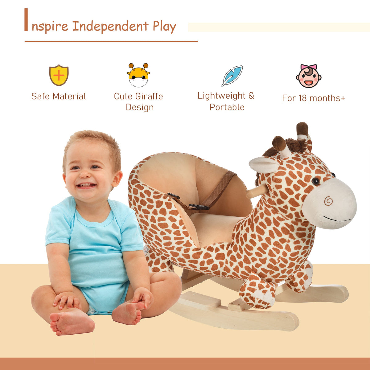 Giraffe rocking horse with music for toddlers and babies