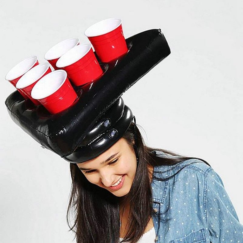 One Set Inflatable Ping Pong Cup Holder Hats Rings Toss Game Fun Lawn Toys Throwing Adult Kids Ferrule Tools with 2Pcs Ball