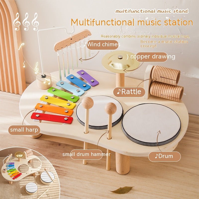 Wooden Xylophone Bell Toy showing natural wood construction and design